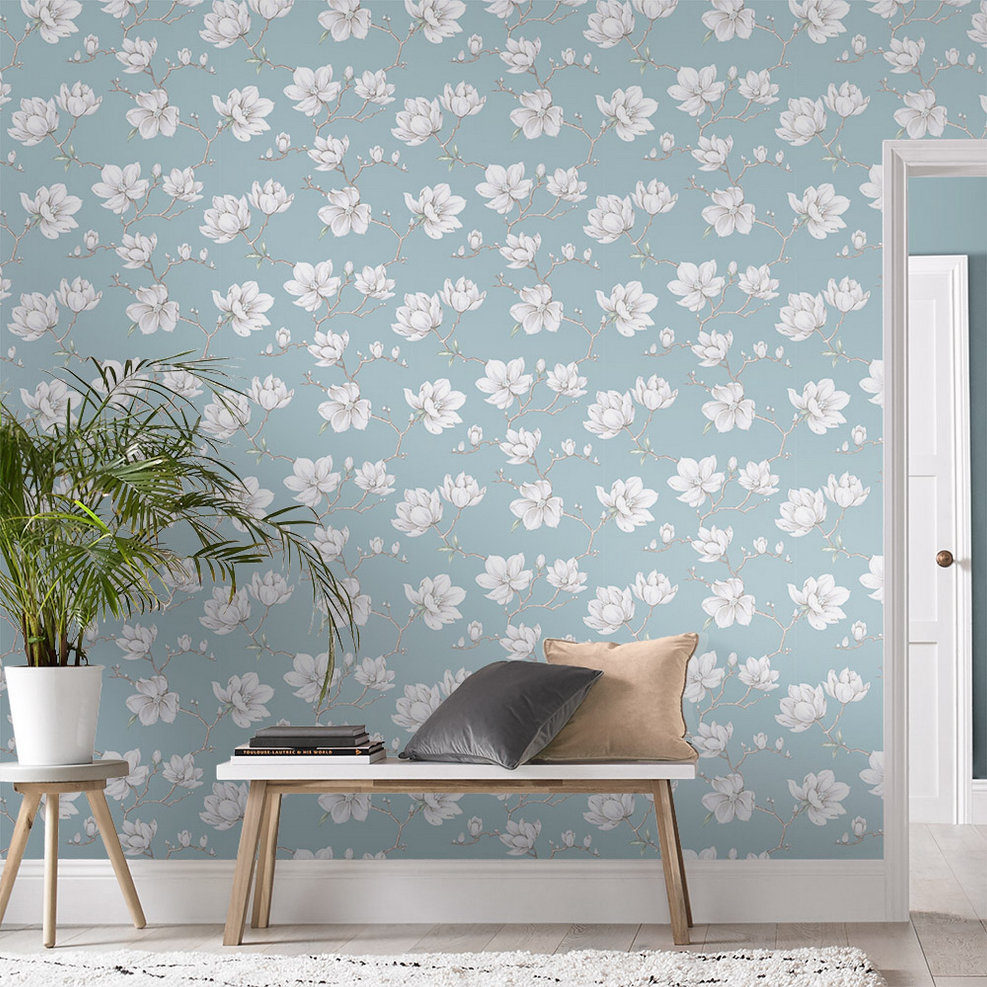 Pierre Floral Wallpaper 104427 By Graham Brown In Sky Blue